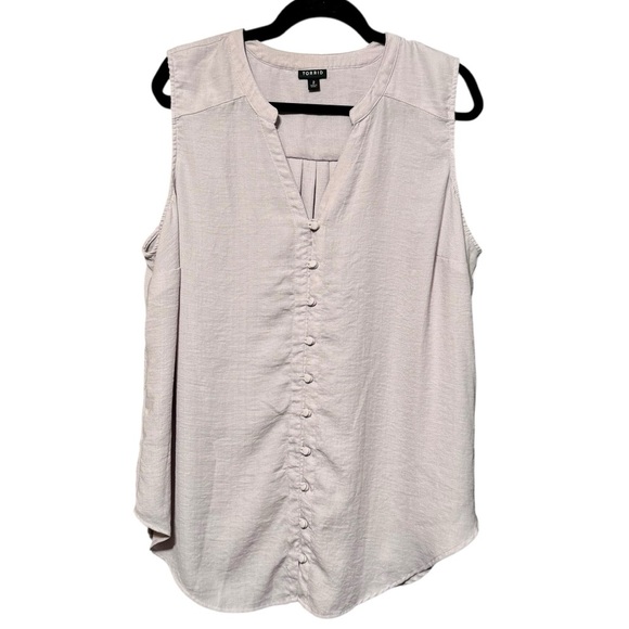 Torrid Harper Gauze Button Down Front Lightweight Sleeveless Back Pleat Blouse - Picture 4 of 13